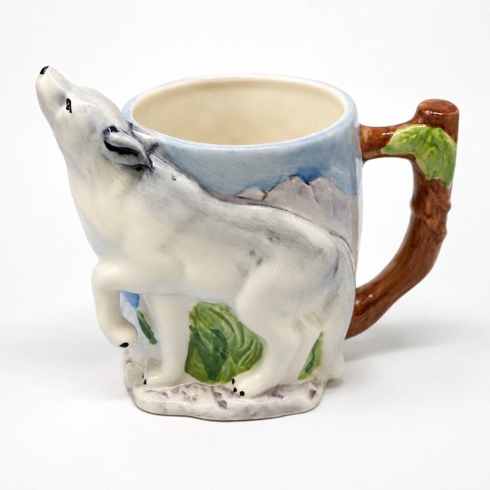 Vintage Natural Wonders Hand Painted Wolf Coffee Mug
